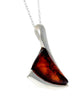 925 Sterling Silver & Genuine Baltic Amber Triagle Modern Pendant - G208