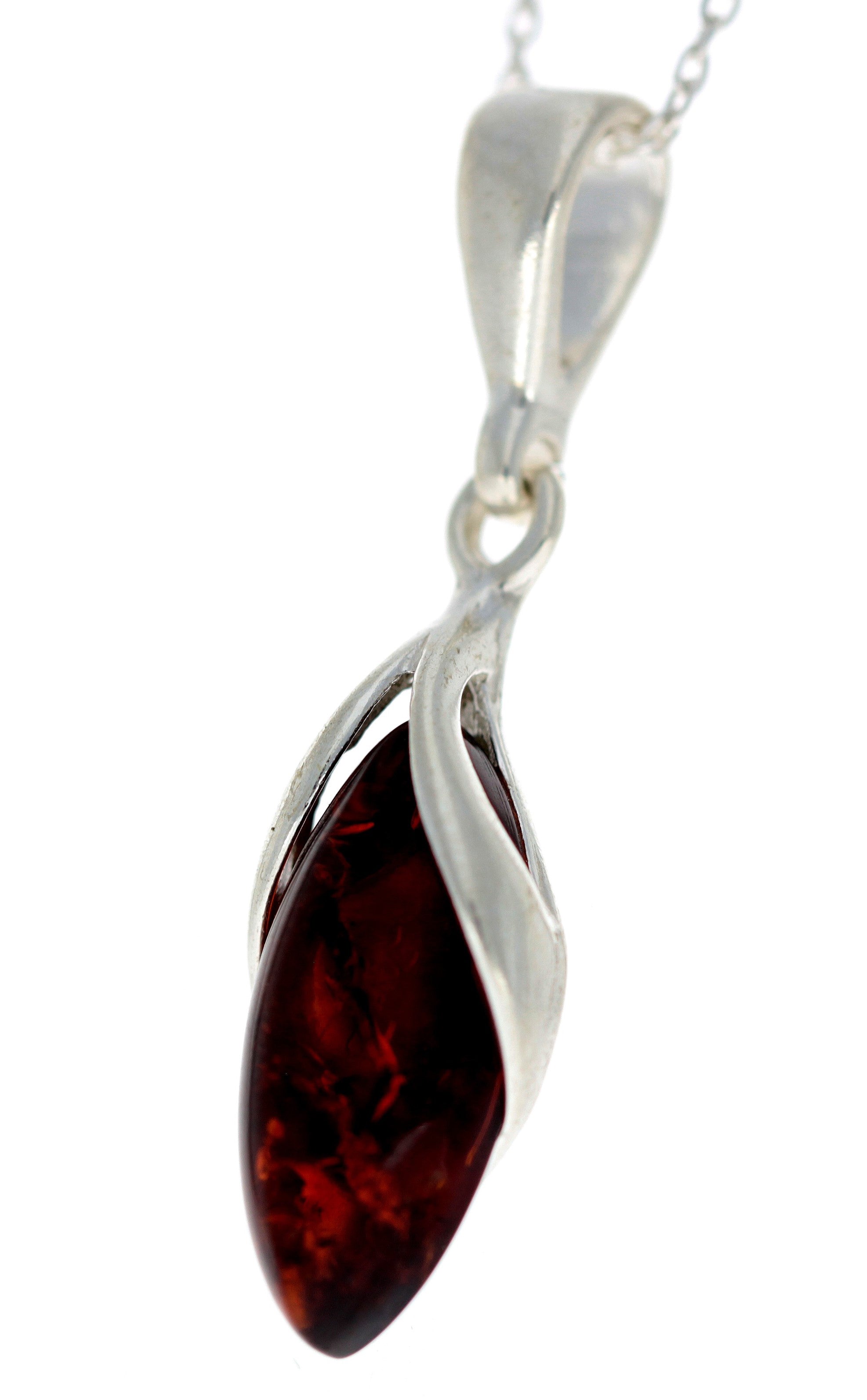 925 Sterling Silver & Genuine Baltic Amber Classic Pendant - G209