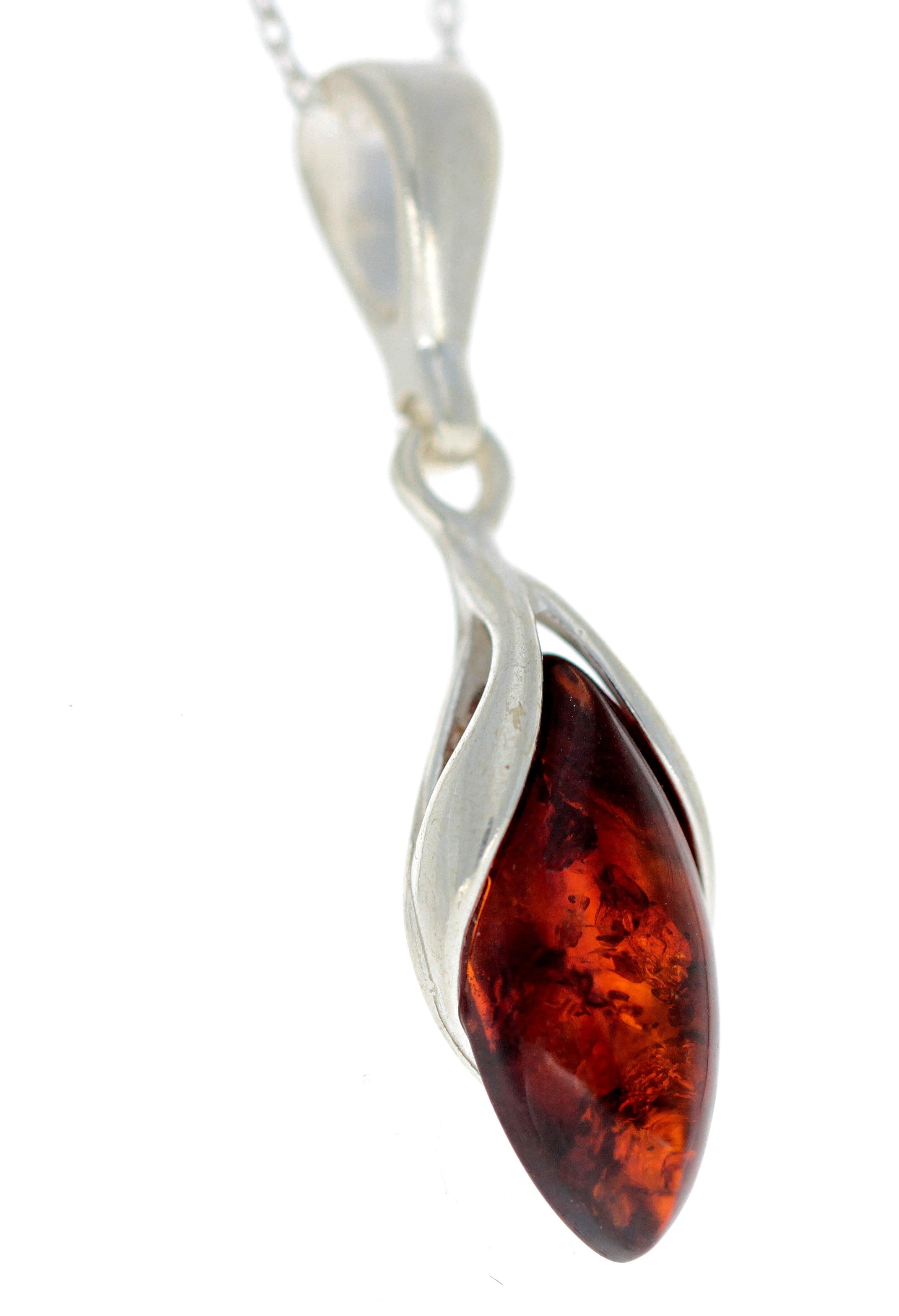 925 Sterling Silver & Genuine Baltic Amber Classic Pendant - G209