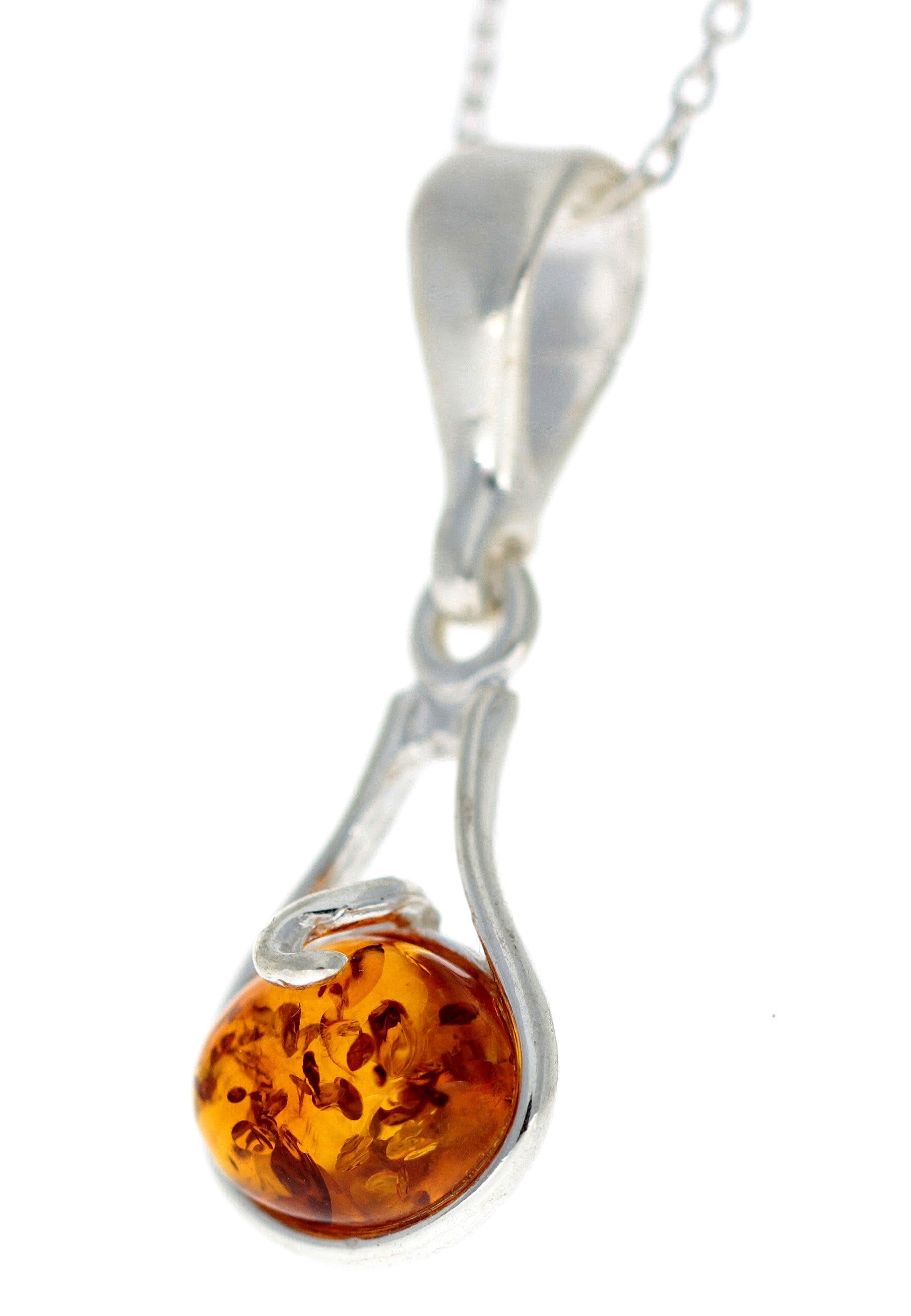 925 Sterling Silver & Genuine Baltic Amber Classic Pendant - G210