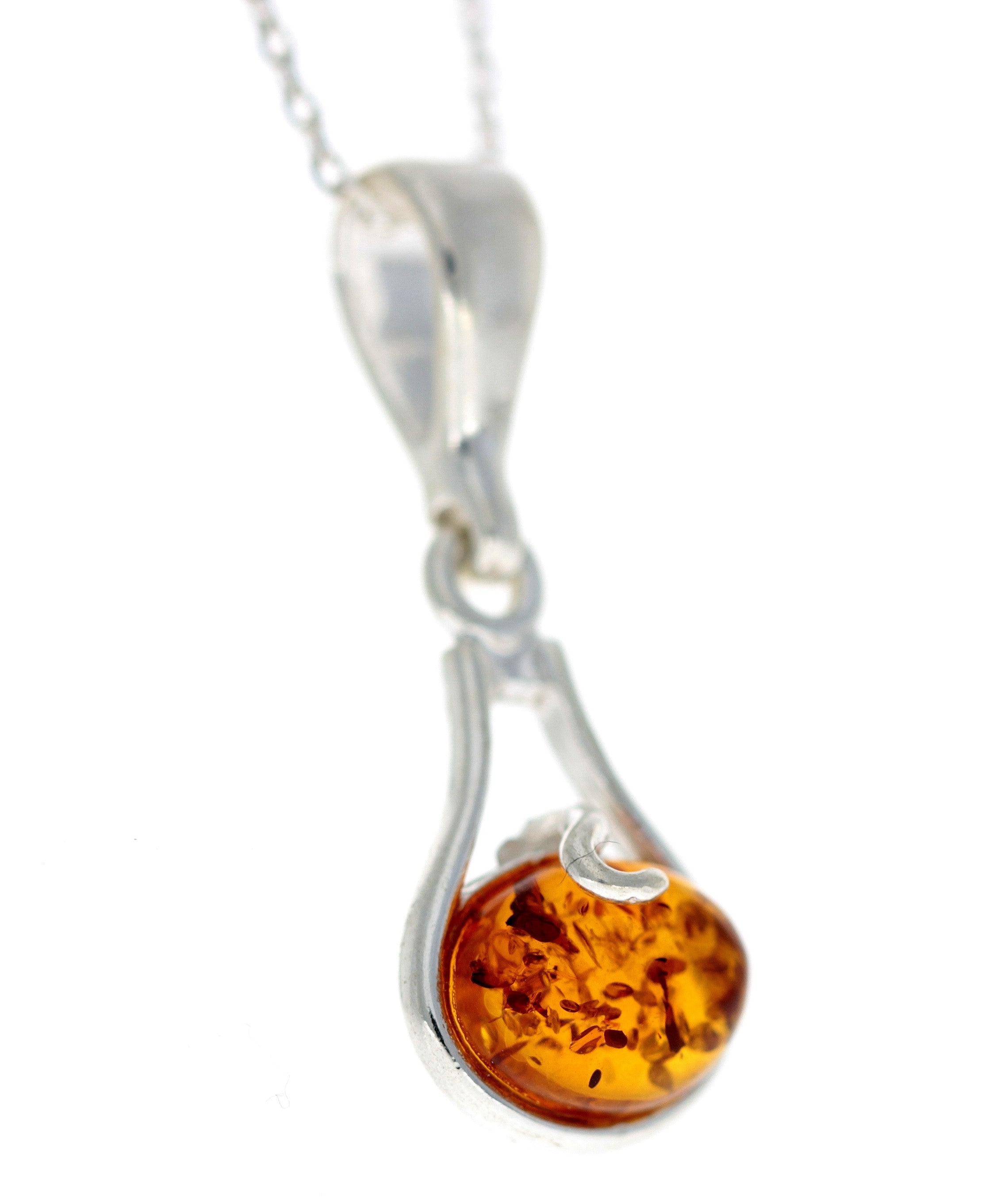 925 Sterling Silver & Genuine Baltic Amber Classic Pendant - G210