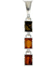 925 Sterling Silver & Genuine Baltic Amber 3 Rectangular Stones Pendant - G214