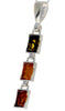 925 Sterling Silver & Genuine Baltic Amber 3 Rectangular Stones Pendant - G214