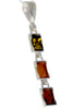 925 Sterling Silver & Genuine Baltic Amber 3 Rectangular Stones Pendant - G214