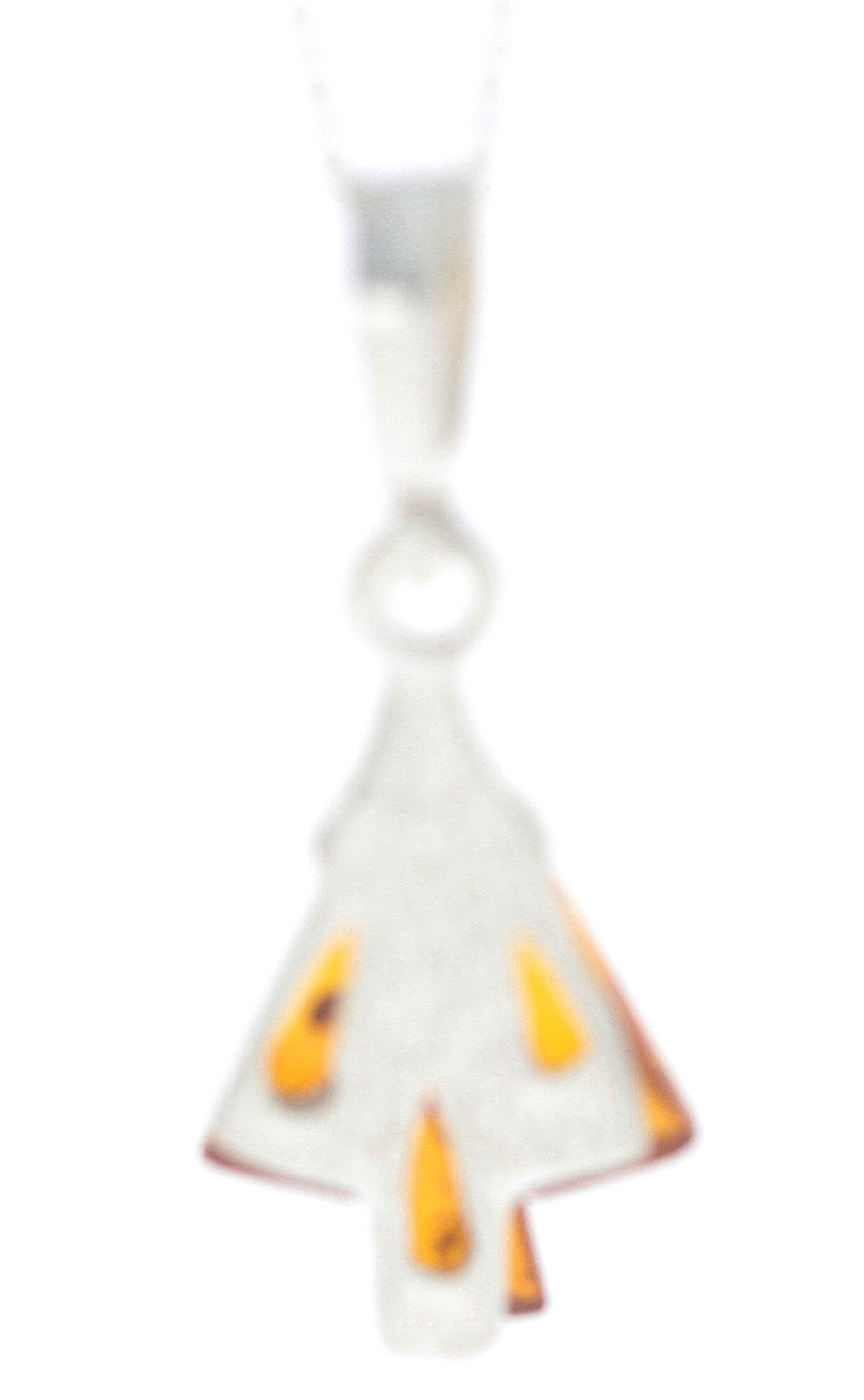 925 Sterling Silver & Genuine Baltic Amber Modern Pendant - G217