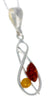 925 Sterling Silver & Genuine Baltic Amber Modern Pendant - G220