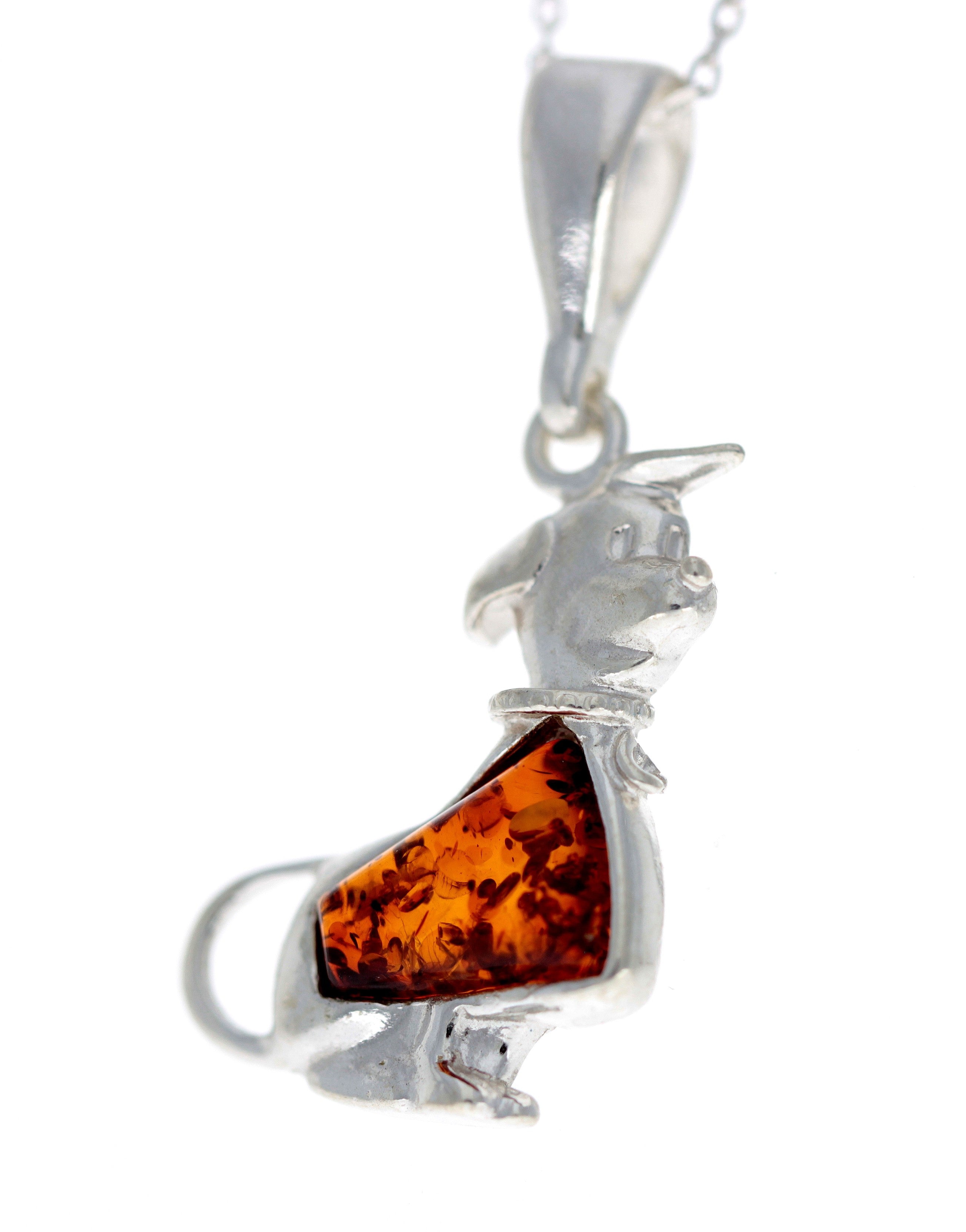 925 Sterling Silver Dog with Baltic Amber - G224