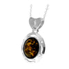 925 Steling Silver & Genuine Baltic Amber Classic Oval Pendant G234G