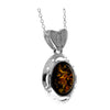 925 Steling Silver & Genuine Baltic Amber Classic Oval Pendant G234G