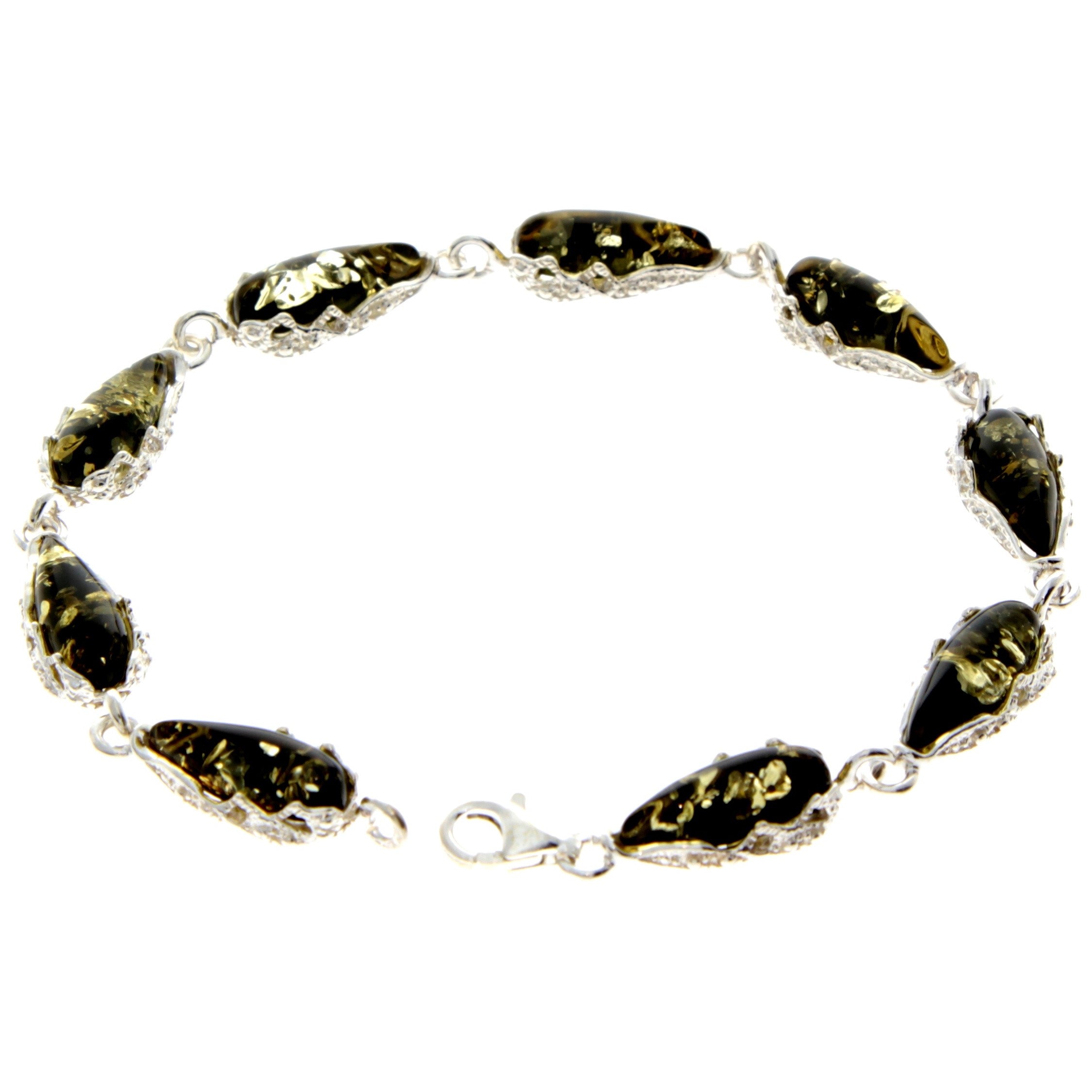 925 Sterling SilveR & Baltic Amber Modern Link Bracelet - G500