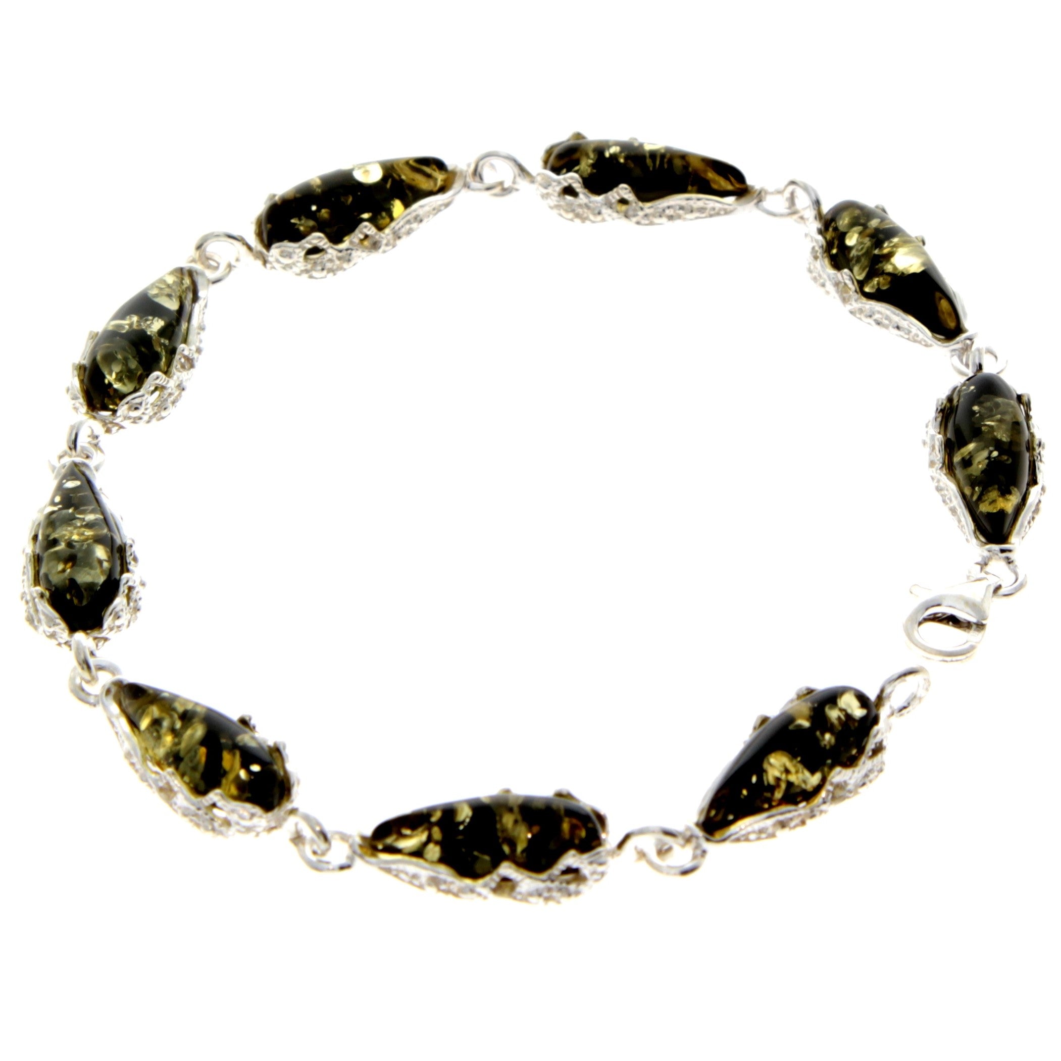 925 Sterling SilveR & Baltic Amber Modern Link Bracelet - G500