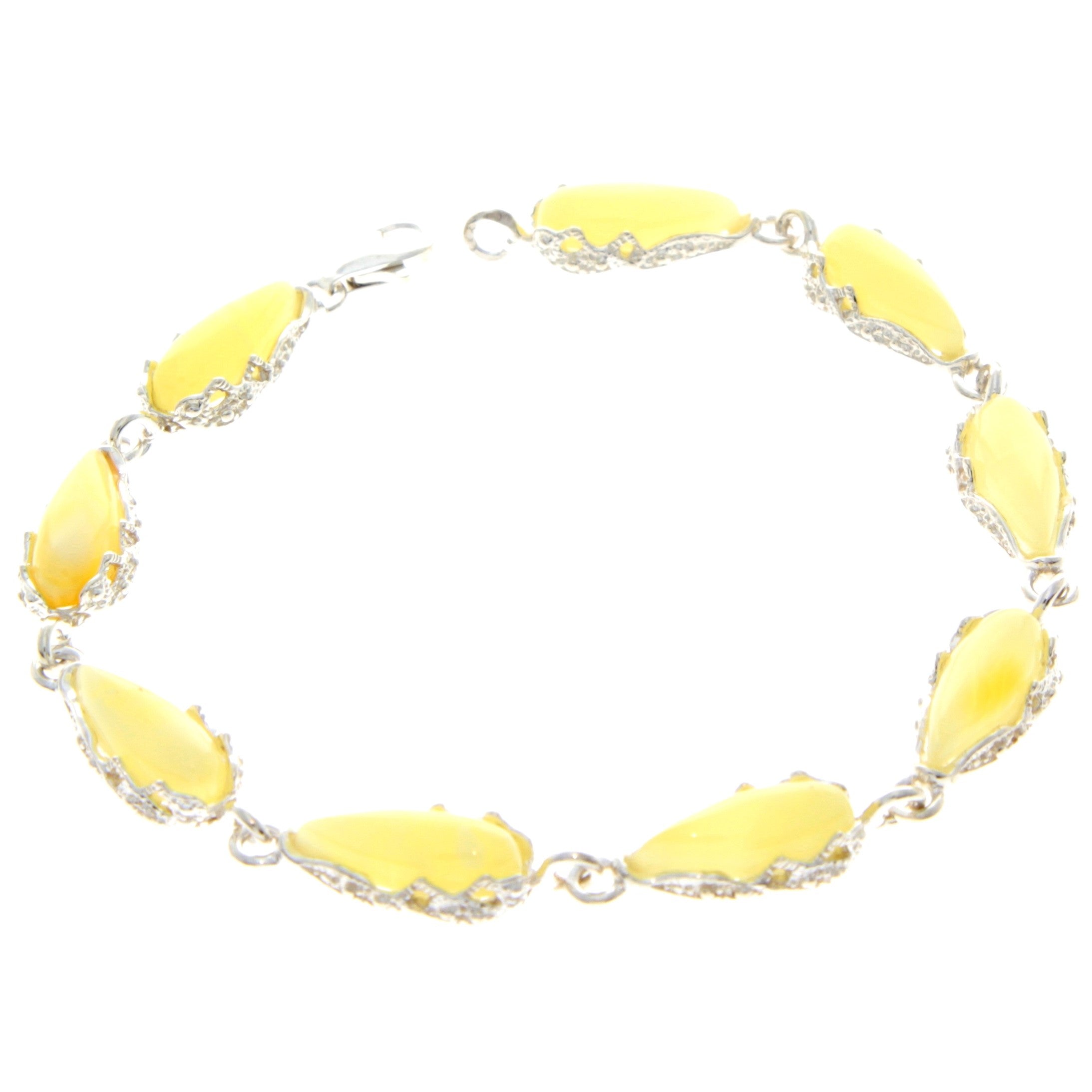 925 Sterling SilveR & Baltic Amber Modern Link Bracelet - G500