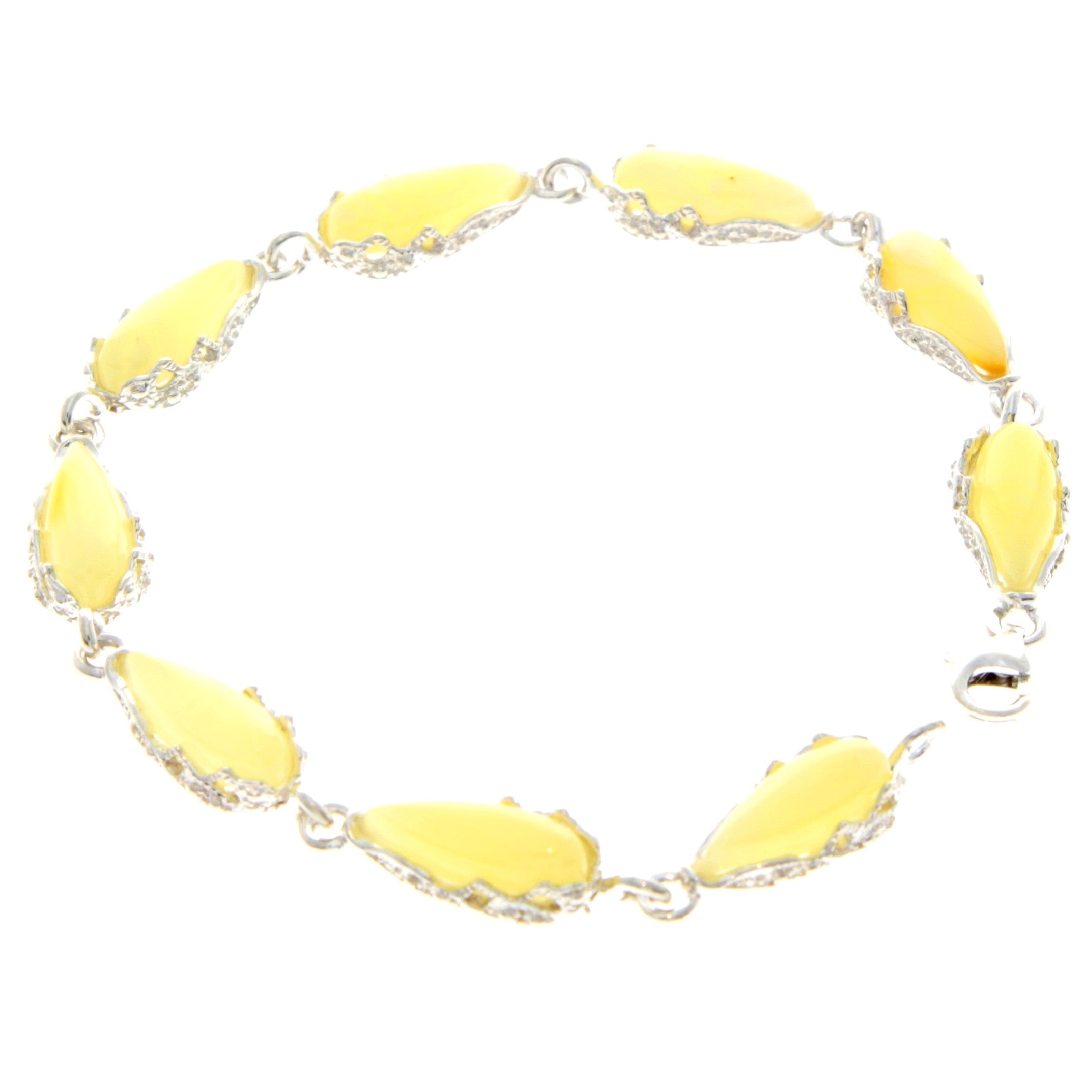 925 Sterling SilveR & Baltic Amber Modern Link Bracelet - G500