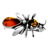 925 Sterling Silver & Genuine Baltic Amber Fly Brooch - G802