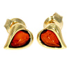 Genuine Baltic Amber and 9ct Gold Studs Heart Earrings - GE005