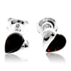 925 Sterling Silver & Genuine Baltic Amber Small Hearts Studs Earrings - GL011