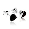 925 Sterling Silver & Genuine Baltic Amber Small Hearts Studs Earrings - GL011