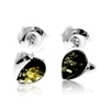 925 Sterling Silver & Genuine Baltic Amber Small Hearts Studs Earrings - GL011