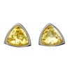 925 Sterling Silver & Genuine Baltic Amber Triangle Modern Studs Earrings - GL031