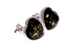 925 Sterling Silver & Genuine Baltic Amber Classic Heart Studs Earrings - GL040