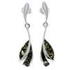 Sterling Silver with Amber Modern Drop Earrings - GL069B