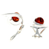 925 Sterling Silver & Genuine Baltic Amber Modern Clip-on Earrings - GL1001