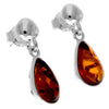 925 Sterling Silver & Genuine Baltic Amber Celtic Classic Drop Earrings - GL1010