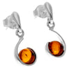 925 Sterling Silver & Genuine Baltic Amber Delicate Drop Earrings - GL1011