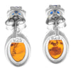 925 Sterling Silver & Genuine Baltic Amber in Combo with Cubic Zirconia Classic Drop Earrings - GL1016