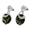 925 Sterling Silver & Genuine Baltic Amber Modern Studs Dangling Earrings - GL1019