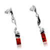 925 Sterling silver & Genuine Baltic Amber Modern Drop Earrings - GL1024