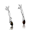 925 Sterling Silver & Genuine Baltic Amber Celtic Drop Earrings - GL1028