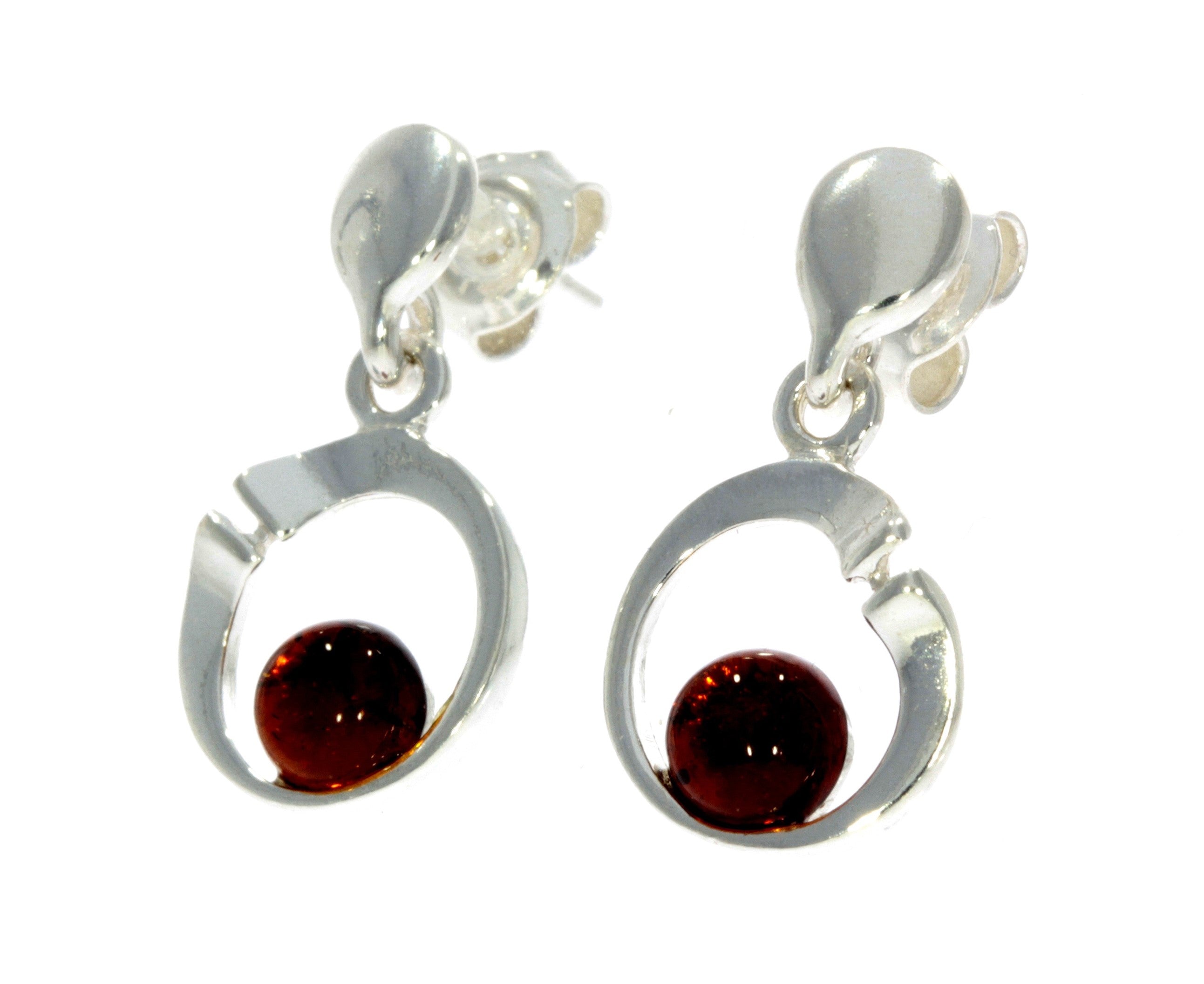 925 Sterling Silver & Baltic Amber Modern Drop Earrings GL147