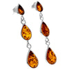 925 Sterling Silver and Genuine Baltic Amber Dangly Drop Earrings - GL150