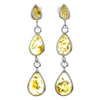 925 Sterling Silver and Genuine Baltic Amber Dangly Drop Earrings - GL150