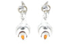 925 Sterling Silver & Genuine Baltic Amber Modern Drop Earrings - GL152