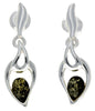 925 Sterling Silver & Genuine Baltic Amber Modern Drop Earrings - GL152