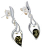 925 Sterling Silver & Genuine Baltic Amber Modern Drop Earrings - GL152