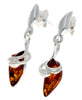 925 Sterling Silver & Baltic Amber Art Deco Earrings - GL158