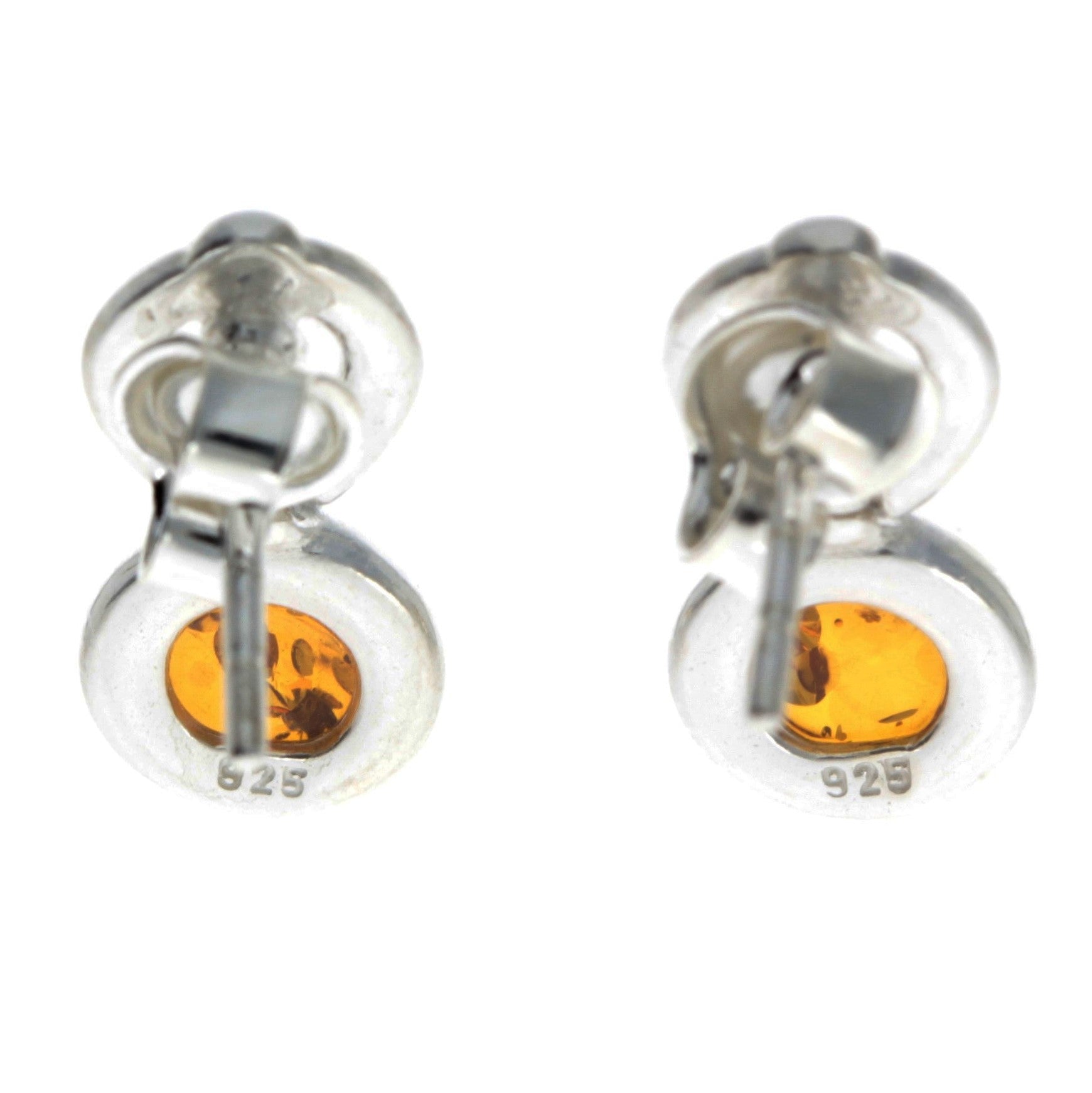 925 Sterling Silver & Genuine Baltic Amber Modern Drop Earrings - GL168