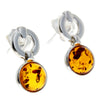 925 Sterling Silver & Genuine Baltic Amber Modern Drop Earrings - GL168