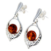 925 Sterling Silver & Genuine Baltic Amber Modern Drop Earrings - GL170