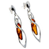 925 Sterling Silver & Genuine Baltic Amber Modern Drop Earrings - GL172