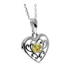 925 Sterling Silver & Baltic Amber Modern Heart Pendant - GL2006