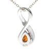 925 Sterling Silver & Genuine Baltic Amber Modern Infinity Pendant - GL2029C