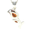 925 Sterling Silver & Genuine Baltic Amber Tulip Modern Pendant - GL2033