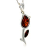 925 Sterling Silver & Genuine Baltic Amber Tulip Modern Pendant - GL2033