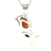 925 Sterling Silver & Genuine Baltic Amber Tulip Modern Pendant - GL2033