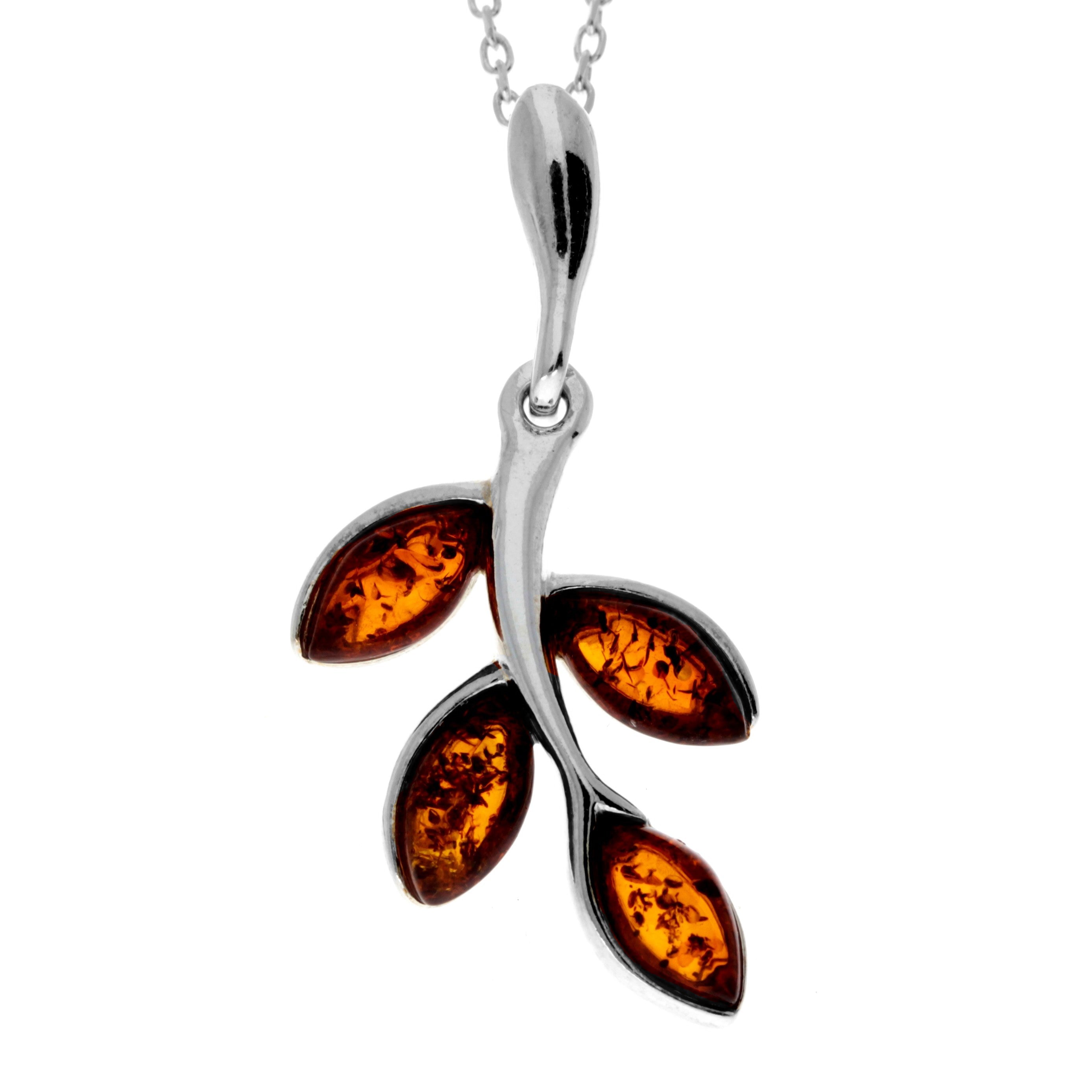 925 Sterling Silver & Genuine Baltic Amber Classic Pendant - GL2037