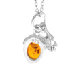 925 Sterling Silver & Genuine Baltic Amber Modern Acorn Pendant - GL2041